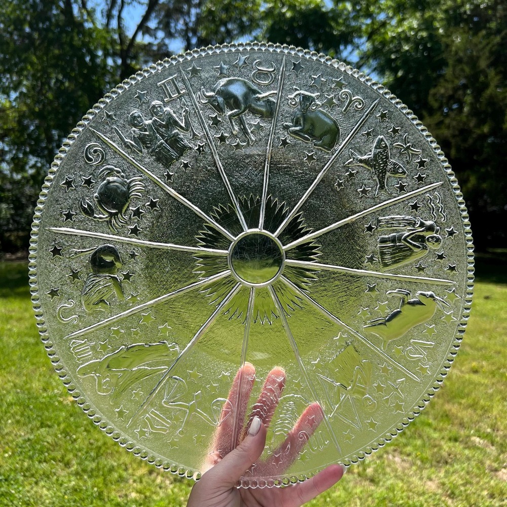 Vintage Glass Platter/Tray | Zodiac | Horoscope | Astrology